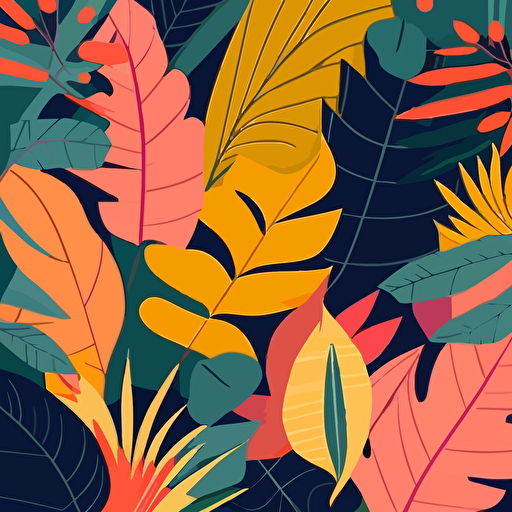 repeating pattern of a tropical background, flat art style, vector, vibrant color