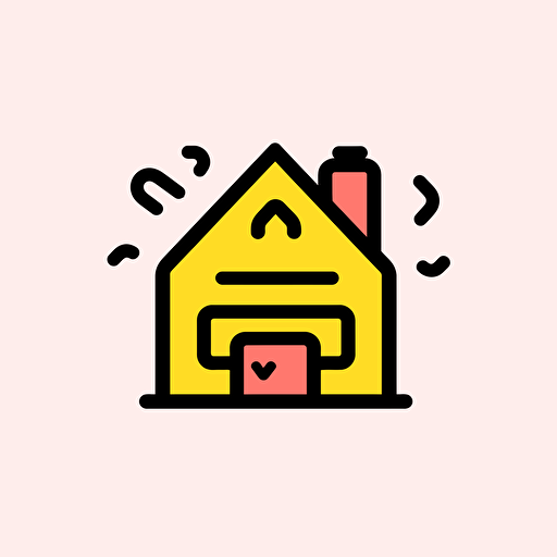a flat vector logo of a house, minimal, by keith haring