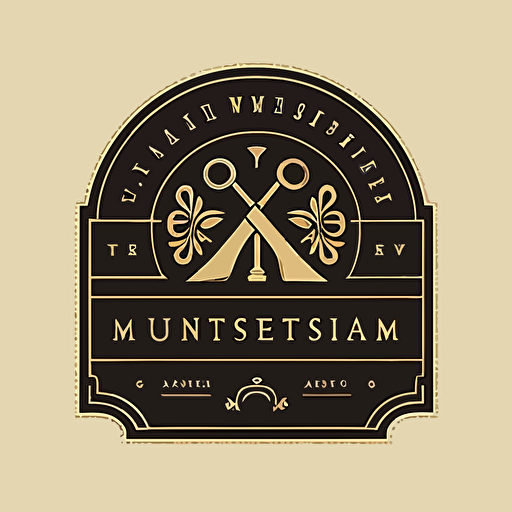 logo, museum antiques, 19th century tools, minimal, vector, simple, flat,