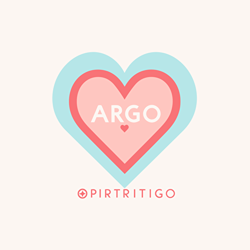 ARTG, simple heart shape logo in one color and wordmark inside, 2D flat simple logo, light color, vector, cute, illustrate