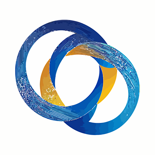 flat vector logo of borromean rings, blue gradient, simple minimal, by Ivan Chermayeff