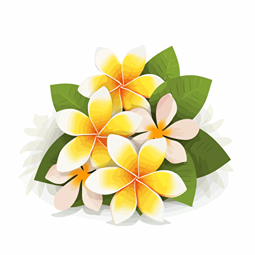 flat design, vector illustration, frangipani flowers, white background