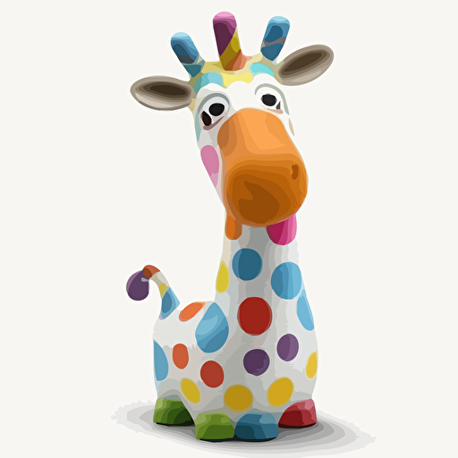 Pop Figurine of A saturated colorfull girafe, goofy looking, smiling, white background, vector art , pixar style