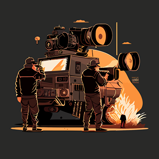 production cinema team shooting action movie warm vector illustration highly detailed