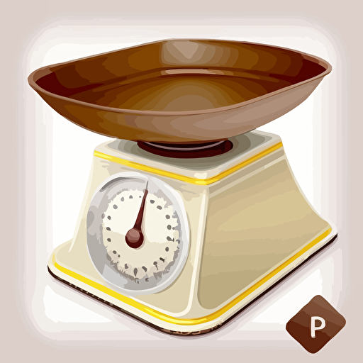a kitchen scale viewed from the top on a white background in a vector art style