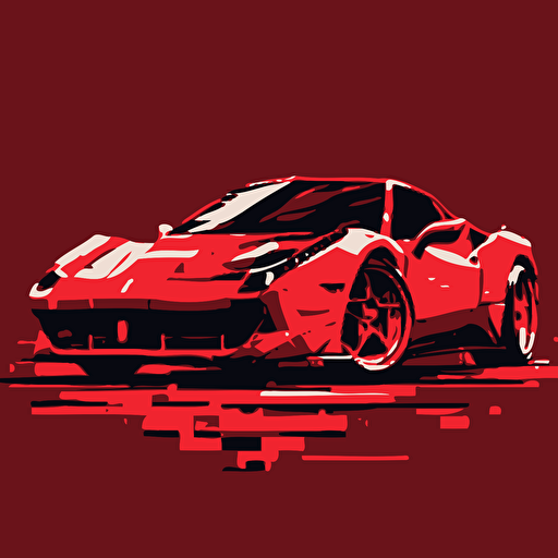 Vector pixel art of red Ferrari 458,
