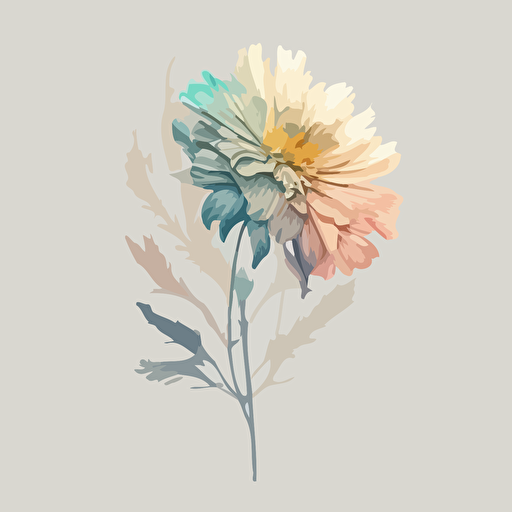 a single flower, use pastel colors only, 2d clipart vector, minimalistic , hd, white background