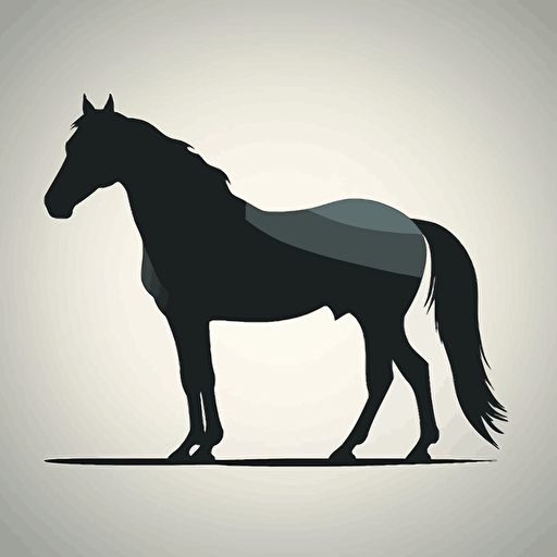 very simple horse silhouette, vector drawing, black and white, minimalism, flat