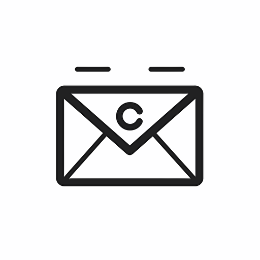 animation newsletter icon, simple black and white vector illustration