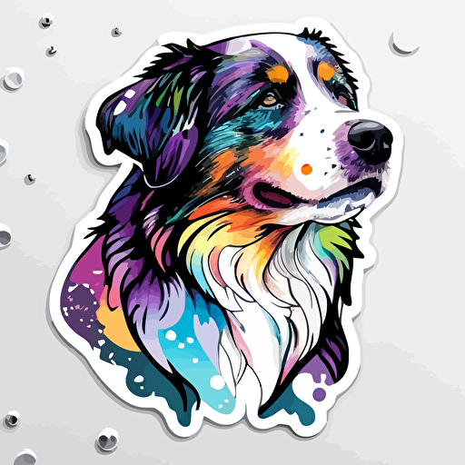 vector art of a dog illustration stickers, vivid colors, colorful, pastel cute colors, white background