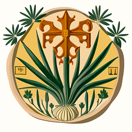 a medieval sigil with yucca filamentosa, flat, vector