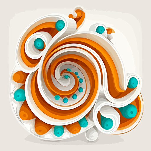 helical molecule, large single swirl of orange and turquoise, white background, minimalism, two-dimensional, vector icon