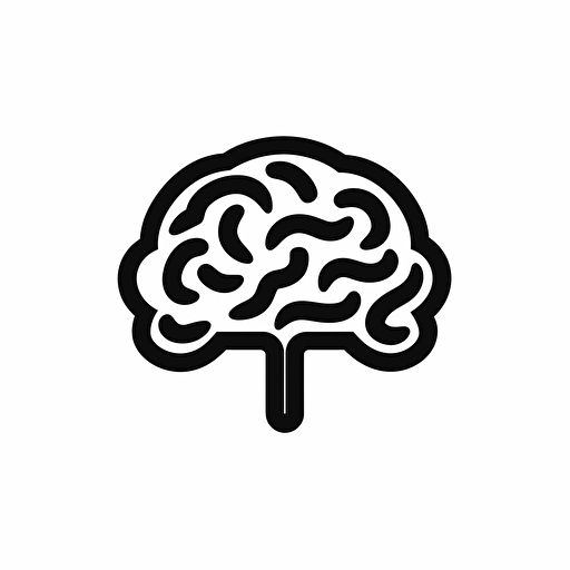 simple brain icon, in black on clean white background, vector