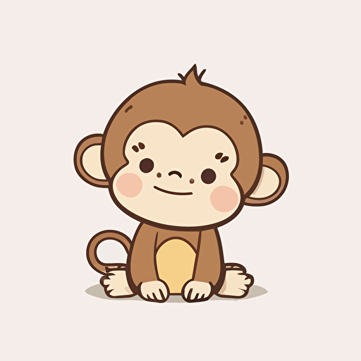 cute monkey kawaii style, simple, vector, high resolution, minimalistic, white background