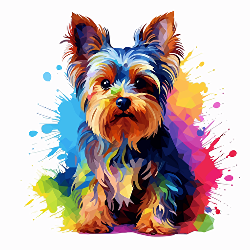 colorfull papiroflexy yorkshire terrier dog, vector art, white background