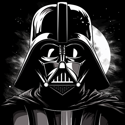 draw black white dark vader , with gentelman style vector art v5