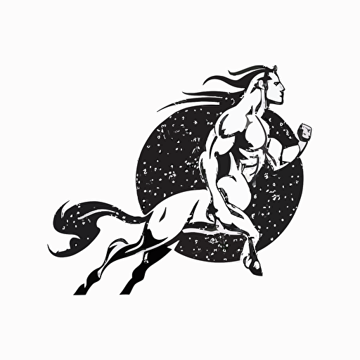 centaur in space, vector logo, vector art, emblem, simple cartoon, 2d, no text, white background