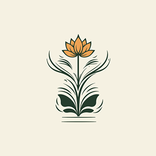 logotype for a brand with a growing flower, vector, art, white backround