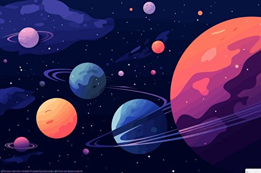 galaxy vector art, flat colors, pastel colors