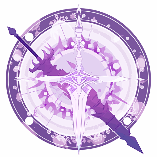 circular vector icon, white background, magical purple dagger