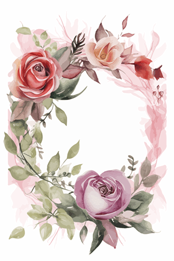 Vector art of a frame made of roses, watercolor