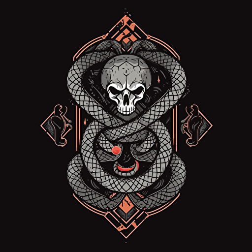 a logo with a snake in the center, gothic style , flat vector image