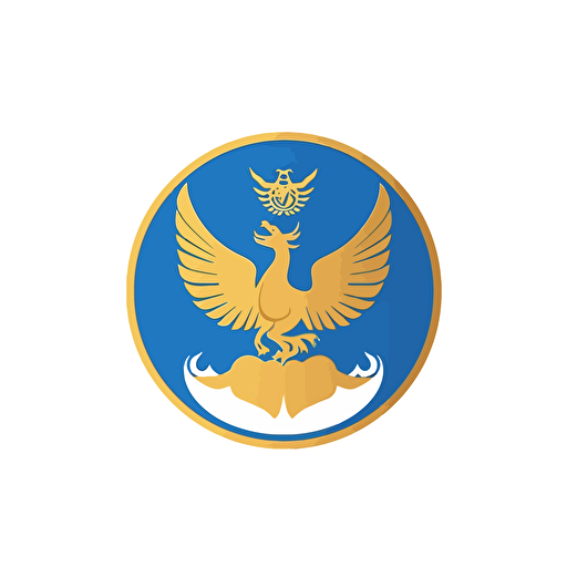 circle shape logo of indonesia with garuda on center, should represent of nation, vector, gold and blue