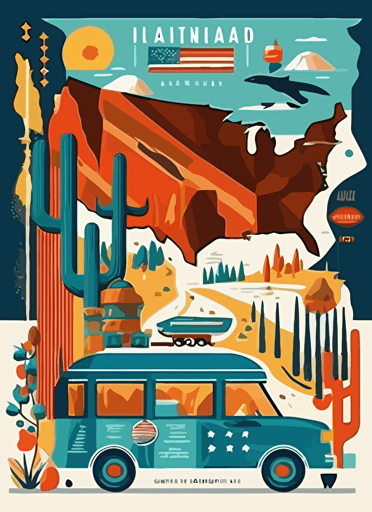 usa traveler poster, vector flat illustration