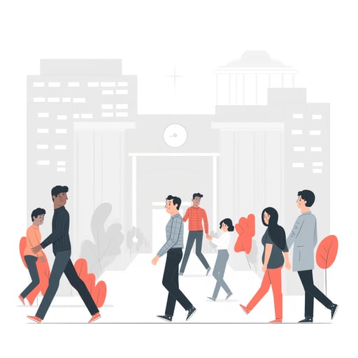 people walking in a college 