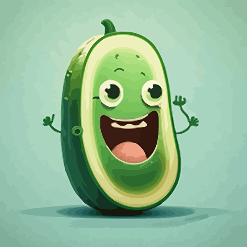 funny cucumber, kawai vector, very happy