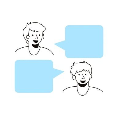 two people talking with chat bubbles
