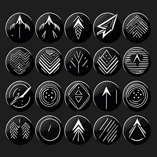 original arrow buttons , black and white, lineart, vector