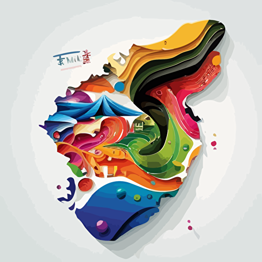 vector art, colorful, colorful swirls inside the shape of Taiwan island