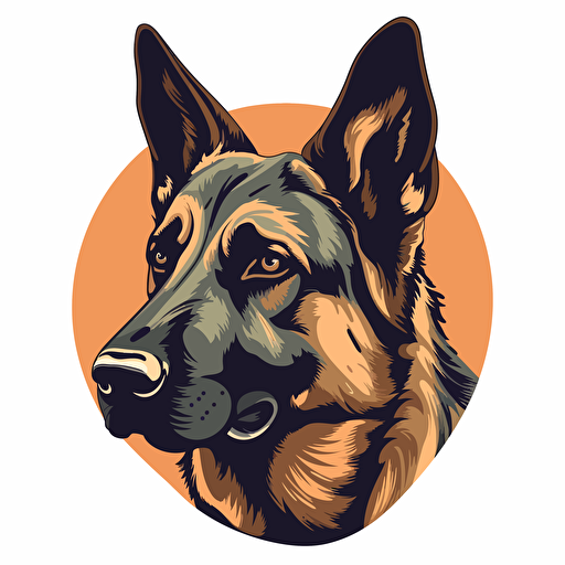 3 flat colors vector image of a German Shepard head