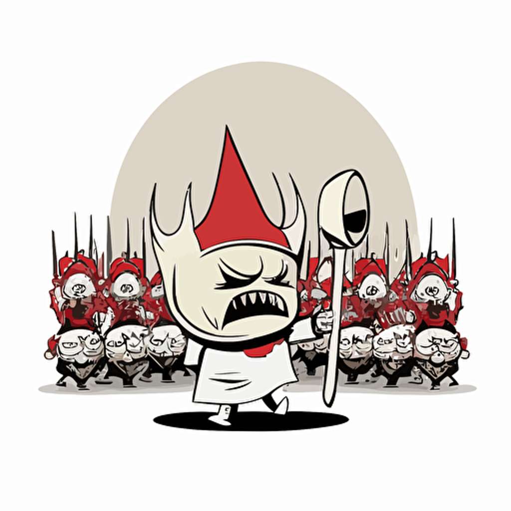 imp in a parade, vector logo, vector art, emblem, simple cartoon, 2d, no text, white background