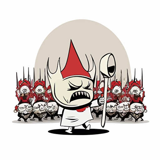 imp in a parade, vector logo, vector art, emblem, simple cartoon, 2d, no text, white background