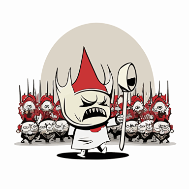 imp in a parade, vector logo, vector art, emblem, simple cartoon, 2d, no text, white background