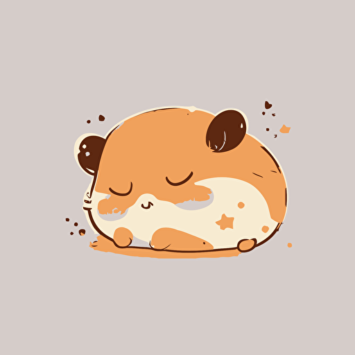 cute sleepy hamster kawaii style, vector, simple, high quality