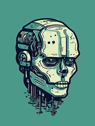 robotic android with human brain, simplistic vector logo, snes pixel art
