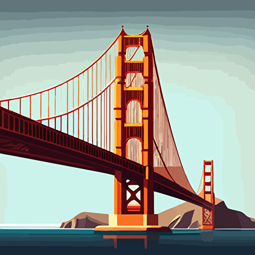 golden gate bridge, side profile, flat art, vector art, flat image