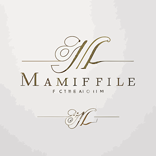 Logo for a law firm called "MF" with capital letters cursive, feminine logo, simple clean logo, white background, single-line balance logo, vector logo