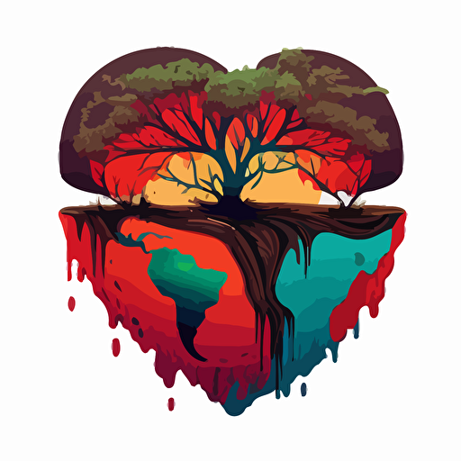 color and love on the earth, no background,, vector, log, flat, simple