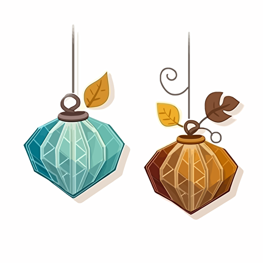 vector of autumn-themed shaped-leather earrings white background