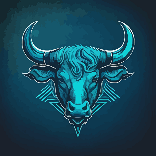 bull head, vector style logo, blue background