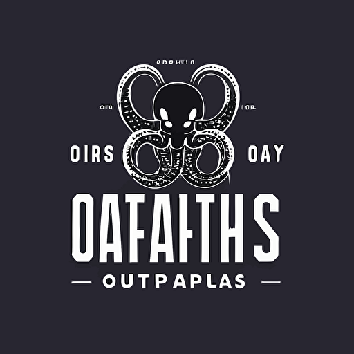 Octopus Logo Vector Art. Tentacles around text. minimalistic, octopus behind text, trying to break out from square