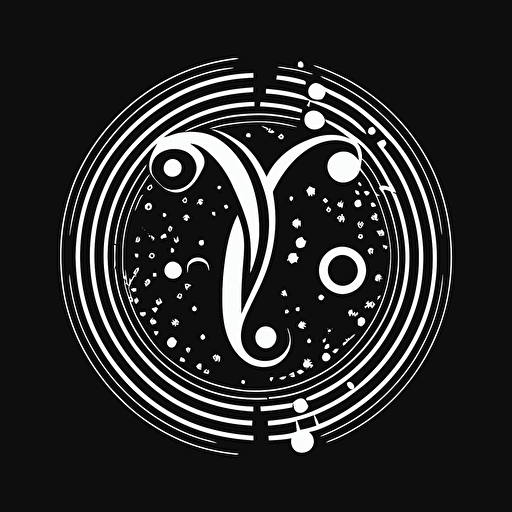 2d , vector , Aquarius symbol , white with black background , v5