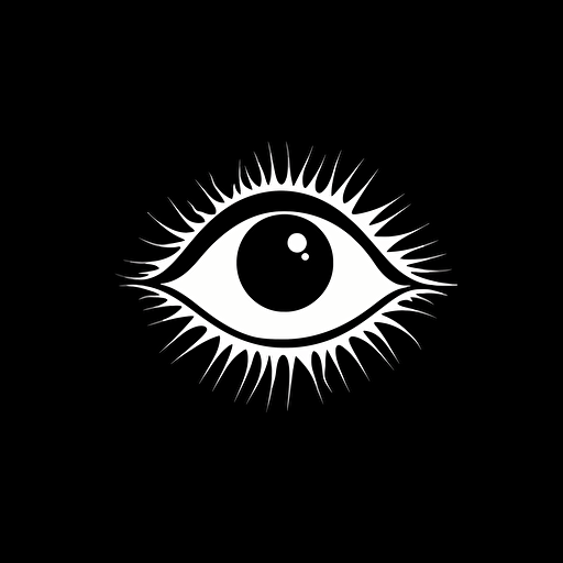 a basic iconic logo of an eye in cartoon style, minimalistic, vector black, background white