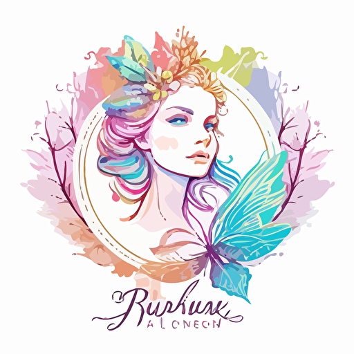 cosmetics brand logo by name Born 16, fairy, magical, 2D, vector, line drawing, colourful l