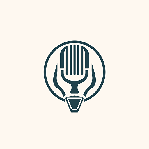 fork and microphone, logo style, white background, simple vector logo, minimal,