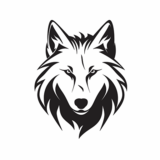 simple wolf, black and white design, vector isolated on white